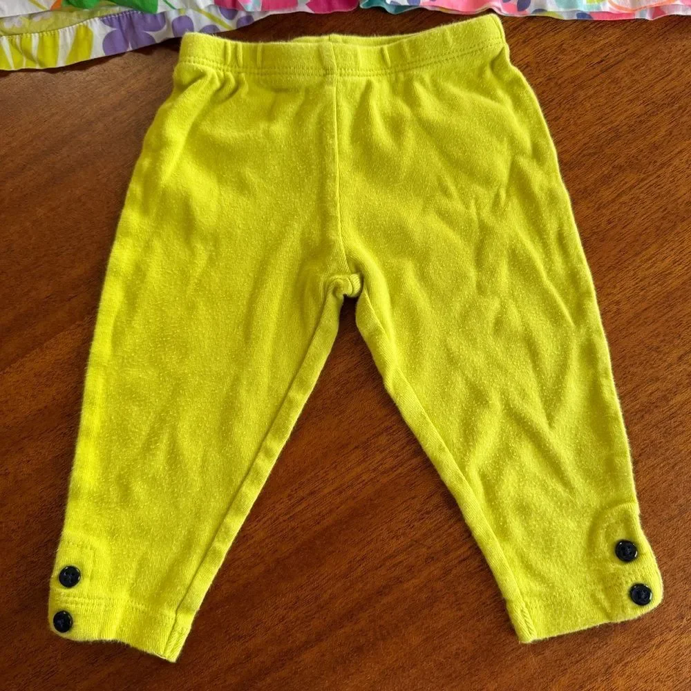 Carter’s 3 Piece Set Colorful Floral Tops and Neon Green / Yellow Pants Sz 9 mos